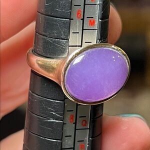 Beautiful VTG Purple Lavender Jade Cabochon Sterling Silver 925 Ring